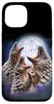 Coque pour iPhone 15 3 Pangolin hurlant à la lune pour amoureux des animaux en danger