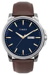 Timex TW2V79200 Men's Dress Blue Dial Brown Leather Strap Watch