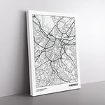 City Map Sheffield Uk Modern Canvas Wall Art Print Ready to Hang, Framed Picture for Living Room Bedroom Home Office Décor, 76x50 cm (30x20 Inch)