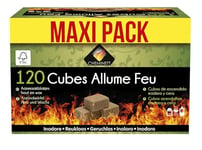 Cheminett - Cubes Allume Feu Naturels - 120 Pièces - À Base de Sciure de Bois de Conifères Certifié FSC et d’Huile Végétale - Temps de Combustion 8 à 10 Min