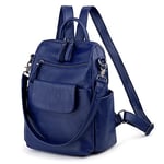 UTO Femme Sac à Dos avec Sangle Multi Poches Bien Organisé Similicuir Doux Vogue Elégant Fashion en Cuir Synthétique Bleu