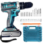 21V Cordless Combi Hammer Impact Drill Driver Electric Screwdriver Kit 2Batterys