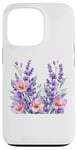 iPhone 13 Pro purple, white flowers lavender floral blossoms green leaves Case