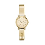 DKNY Watch for Women Soho, Three Hand movement, 24mm Gold Stainless Steel case with a Stainless Steel strap, NY2307