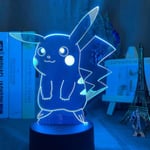 Pikachu 3D LED nattlampa för barn, sovrum, skrivbordslampa, färgglad