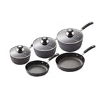 Tower Precision 5 Piece Pan Sets Black, Non-Stick, Forged Aluminium T900110