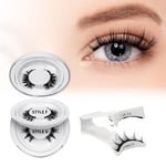 QUEWEL Magnetic-Eyelashes Natural Look, 2 Pairs Reusable Magnetic Lashes Kit with Applicator, No Glue Needed Eyelashes Magnetic, Easy to Wear and Remove with Instructions(Magnetic Eyelash Kit F+G)