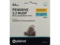 Pendrive Platinet Platinet Pendrive Usb 3.2 + Usb-C 64Gb Metal Udp Vattentät [45971]