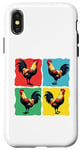 iPhone X/XS Colorful Funny Chicken Art, Crazy Chicken Rooster Family Case