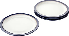 Denby - Elements Medium Dark Blue Plates Set of 4 - Dishwasher Microwave Safe -