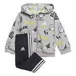 adidas I Grap Fz Hd Ft Tracksuit - Top: Medium Grey Heather/White Bottom: Black/White, 912m