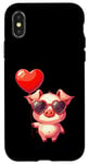 Coque pour iPhone X/XS Saint Valentin Amour Porcinet Cœur Amoureux Ballon Lunettes de soleil