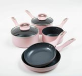 Cermalon ® 5-Piece Matt Blush Pink with Grey Sparkle Ceramic Non-Stick Pan Set