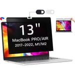 Magnetisk sekretessskärmsfilter kompatibelt för M1/m2 Macbook Pro 13"(2017-2022) & M1 Macbook Air 13,3" (2018-2021), Ultratunn, avtagbar anti-bländning Sc