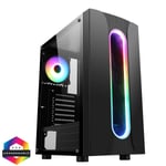 CIT Sauron Midi Tower ATX Gaming PC Case 120mm RGB Ring Tempered Glass LED Fan