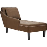 Fauteuil long avec coussin et accoudoir droit marron similicuir vidaXL