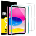 NEW'C Lot de 2, Protection Écran en Verre Trempé pour iPad 10ème Génération 10,9 Pouces 2022, Film de Protection - Résistant -Dureté 9H Glass - Cadre d'installation inclus