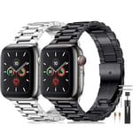 BolYel Compatible Avec les Bracelets Apple Watch 41/40/38 mm, Bracelet Remplacement de Acier Inoxydable de Qualité Supérieure pour Séries 9/8/7/6/5/4/3/2/1/SE Noir&Argent