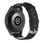 Samsung Galaxy Watch 4 40mm / Galaxy Watch 4 Classic 42mm/46mm - Klockarmband i äkta läder 20mm - Svart