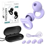 Hearprotek Ear Plugs for Sleep, 29dB Silicone Noise Cancelling Ear Plugs, Soft Ear Plugs for Sleeping, Noise Reduction, Snoring, Flying, Tinnitus Relief, Autism (1 Pair, Purple)