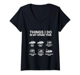 Womens Car Guy Funny Things I Do In My Spare Time Car Enthusiast V-Neck T-Shirt