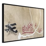 Plakat - Biplane - 90 x 60 cm - Sort ramme