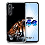 Cokitec Coque Renforcée en Verre Trempé pour Samsung Galaxy A54 5G Animal Tigre Noir