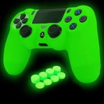 Ps4 Controller Skin Silicone Grip Glow In Dark Étui De Protection Pour Ps4/Slim/Pro Controller + 8 Fps Pro Thumb Grips + 2 Pcs Caps.