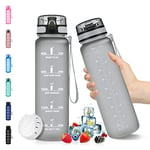 Vikaster Bouteille d'eau, Gourde Sport 1 Litre, sans BPA, Étanche & Réutilisable, Water Bottle Ouvrir en un Clic, Convient Pour la Gym, le Yoga, le Camping, Gourde Randonnée