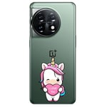 Coque OnePlus 11 licorne coeur kawaii I love you