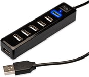 Hub Usb,7 Ports Noir Usb Multiple Répartiteur Usb,Multiprise Usb Portable,Plusieurs Ports Usb Pour Pc,Ordinateur Portable,Clavier,Souris,Adaptateur Usb Pour Windows,Mac Os X,Linux