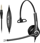 Casque Téléphone Portable avec Micro Anti-Bruit, Casque PC 3,5mm Professionnel pour Ordinateur, iPhone Samsung Smartphone, Skype, Bureau Business, Centre d'Appel, Conversation Claire, Confortable