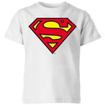 Official Superman Shield Kids' T-Shirt - White - 7-8 Years - White