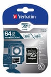 64 GB Verbatim Pro U3 - UHS-3 SDXC med micro SD adapter , class 10