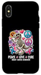 Coque pour iPhone X/XS Peace Love Cure T-Rex Dinosaure Sensibilisation au cancer du sein