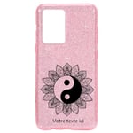 Coque Iphone 12 PRO MAX paillettes rose yin yang mandala blanc