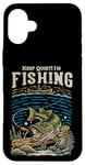 Coque pour iPhone 16 Plus Keep Quiet I'm Fishing Skeleton Angler with Rod Bass Fish