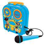 Lexibook- Disney Toy Story 4, Mon Enceinte connectée avec Micro, Prise Jack, Port TF/SD, Fonction karaoké, Bleue, BTC050TS