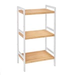 SONGMICS Étagère en Bambou à 3 Niveaux, Meuble de Rangement pour Salle de Bain, Bibliothèque, 45 x 31,5 x 80 cm, pour Salon, Chambre, Balcon, Couleur Boisée et Blanc BCB73Y