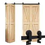 CCJH Kit de ferrures de porte coulissante 6FT/183 cm pour 4 portes coulissantes, système de porte coulissante, kit de porte pliante (pas de porte)