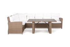 Loungegrupp James Sand/Aintwood - Bord Soffa Vänster Mittdel Loungeset & loungegrupp Vit,Brun,Beige Comfort Garden