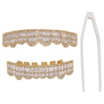 (Golden)Teeth Set Hip Hop Teeth Grills Iced Out Teeth Decoration For Men XTT