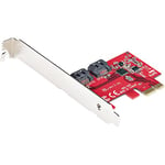 StarTech.com Carte PCI Express SATA 2 ports - Contrôleur PCIe SATA - 6Gbps - ASM1166 Non-RAID - Carte PCI Express 3.0 vers SATA - Connecteurs SATA Empilés - Carte d'Extension SATA(2P6G-PCIE-SATA-CARD)