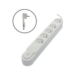 Bloc multiprise 5 prises 16 a avec interrupteur, fiche plate, cable 1,5 m HO5VV-F 3x1,5 mm2 blanc - Chacon