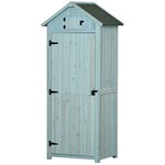 Outsunny Armoire abri de Jardin Remise pour Outils 3 étagères 2 Portes loquets Toit Pente bitumé 77L x 54l x 179H cm Bleu