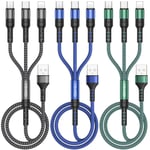 Câble Multi Usb,3 En 1 Câble Universel [1.2m,Lot De 3] Multi Usb Câble De Chargement En Nylon Avec Micro Usb Type C Lightning Câble Pour Iphone,Samsung Galaxy S23,Huawei,Honor,Oneplus(Q503)