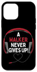 Coque pour iPhone 12 mini Casque personnalisé avec citation de jeu « A Walker Never Gives Up »