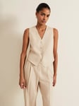 Phase Eight Addison Linen Blend Waistcoat, Stone