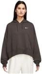 NIKE DM6417-237 W NSW JRSY OS PO HOODIE Sweatshirt Women's BAROQUE BROWN/SAIL Size XL