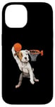 iPhone 14 Vintage Pitbull Dog Playing Basketball Dog Sports Game Lover Case